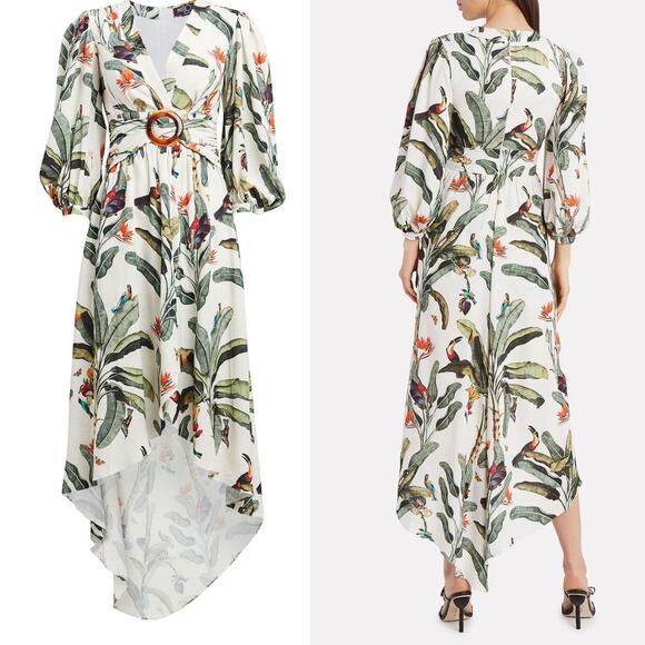 PatBo NWT Tropical Print Off White Floral Hi Low Romper Jumpsuit - Picture 2 of 4